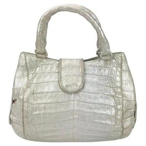 Nancy Gonzalez Iridescent Peal White Crocodile Handbag